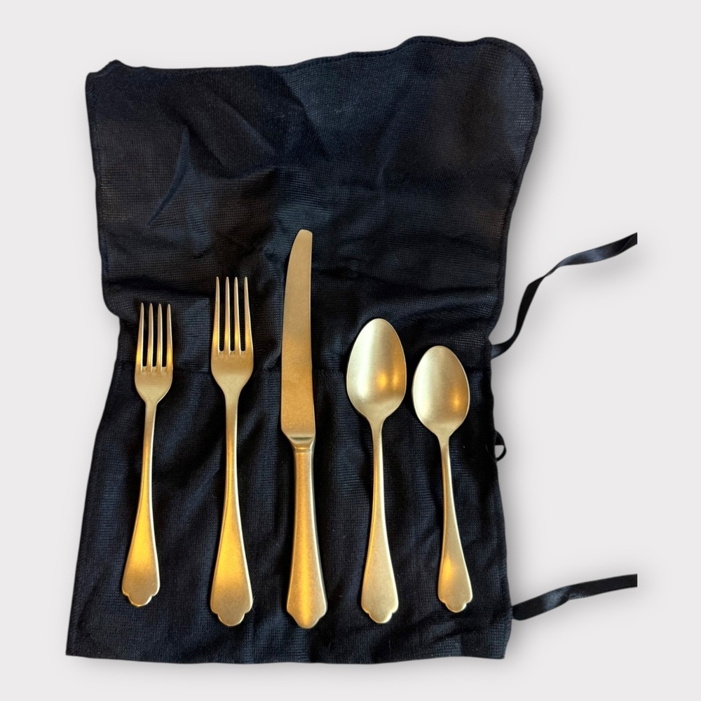 New! Mepra Dolce Vita Peltro Oro (Pewter Gold) 5-Piece Place Setting
